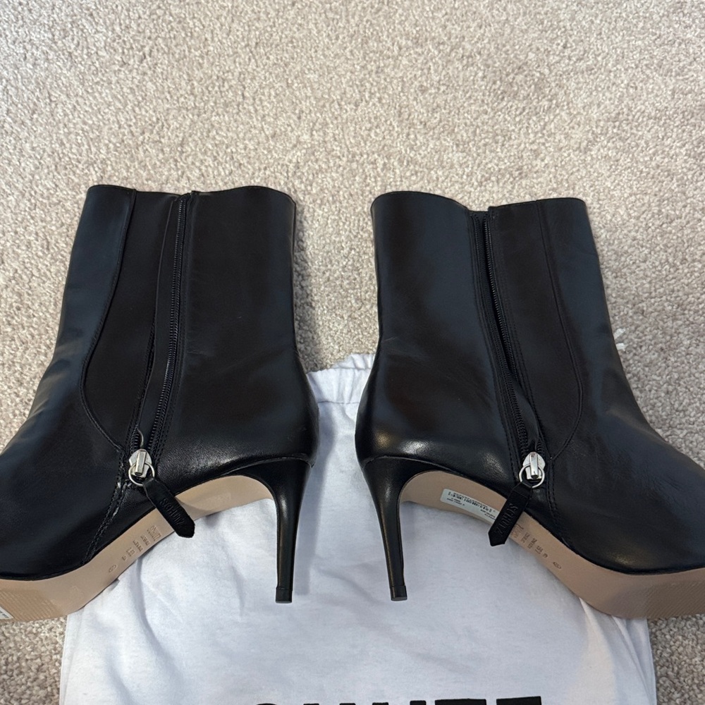 SCHUTZ Black Heeled Leather Boots - Picture 3 of 6